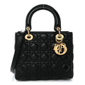 Lambskin Cannage Medium Lady Dior Black