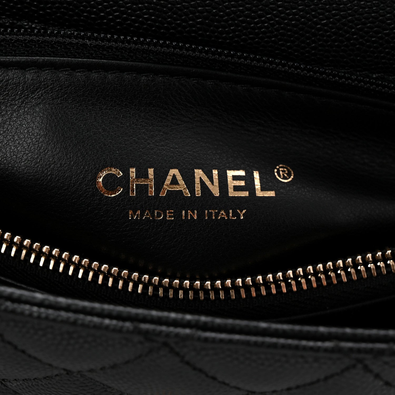 Caviar Lizard Embossed Quilted Small Coco Handle Flap Black