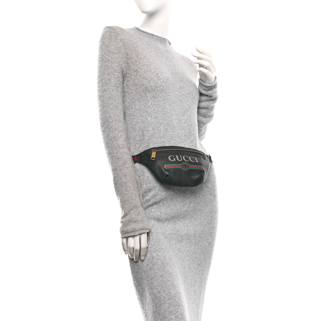 Grained Calfskin Small Logo Belt Bag Black