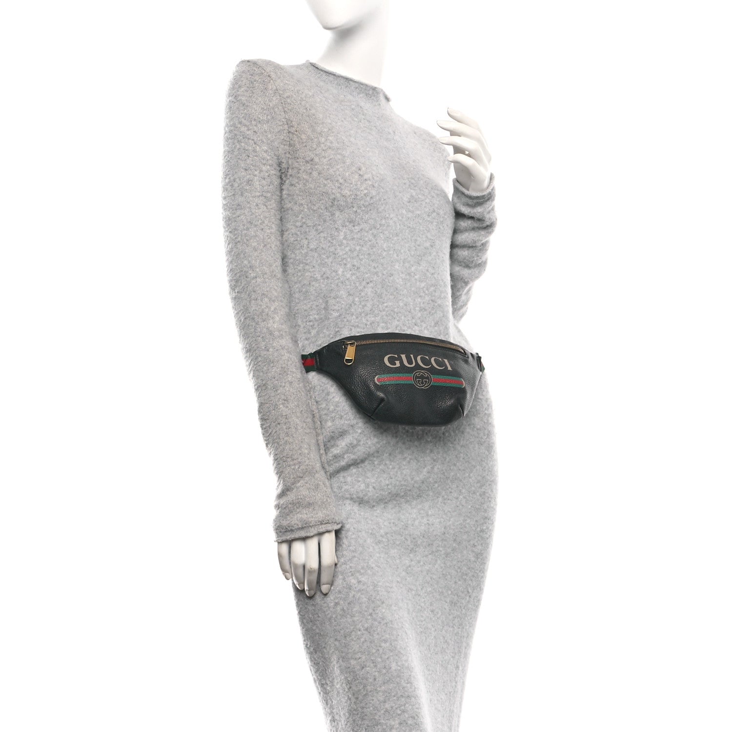 Grained Calfskin Small Logo Belt Bag Black