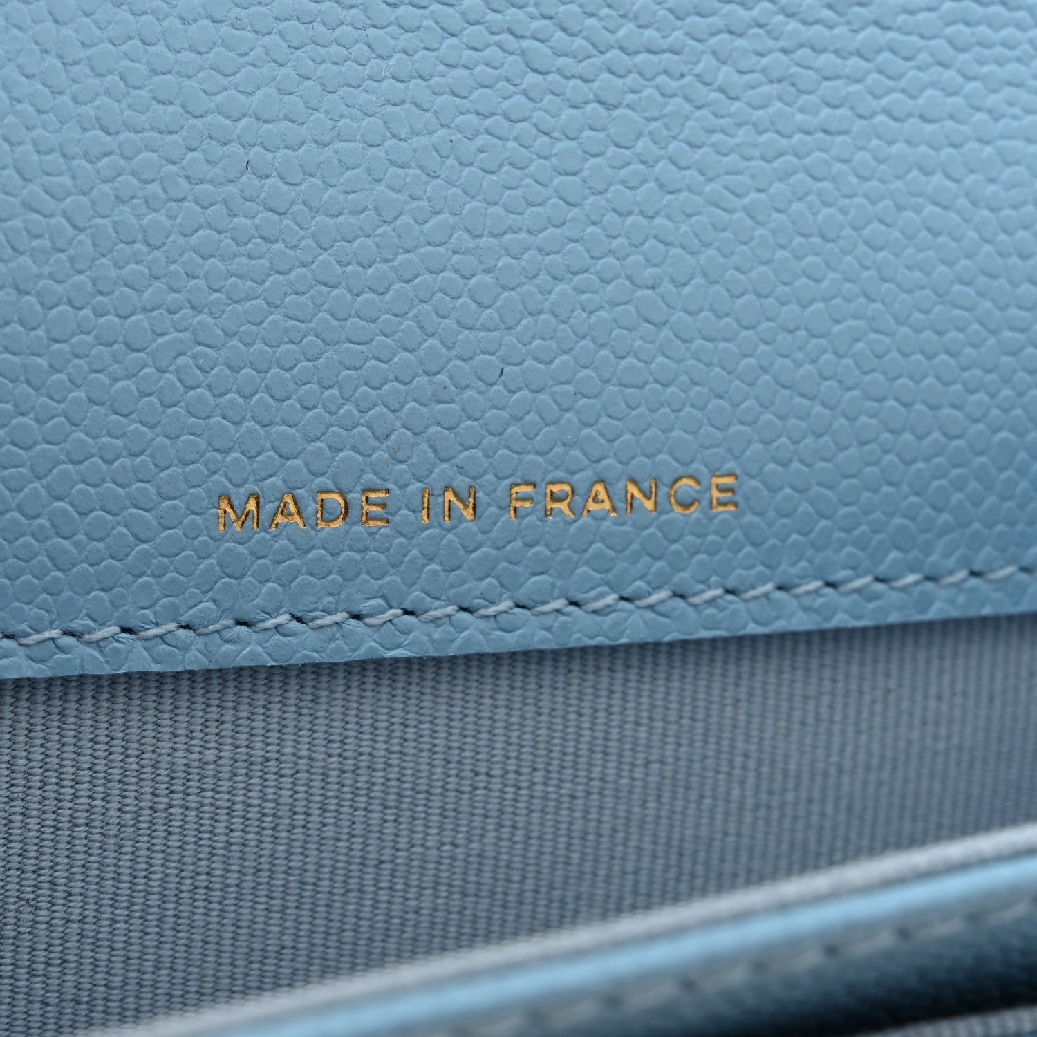 Caviar Quilted Flap  Holder Wallet Light Blue