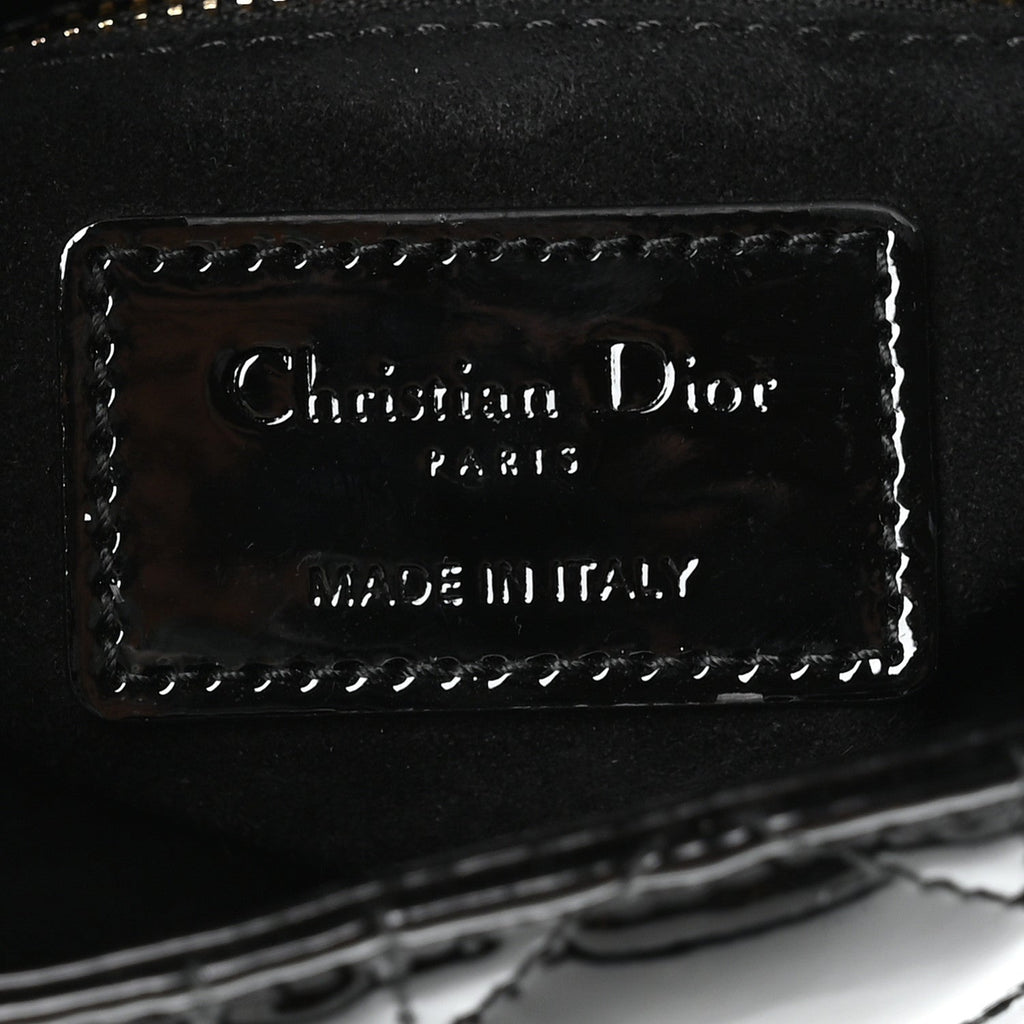 Patent Cannage Mini Lady Dior Black