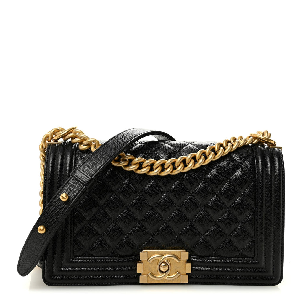 Caviar Quilted Medium Boy Flap Black