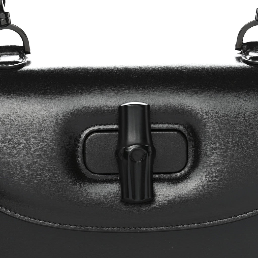 Boarded Dyana Lux Calfskin Web Monochrome Medium Bamboo 1947 Top Handle Bag Black