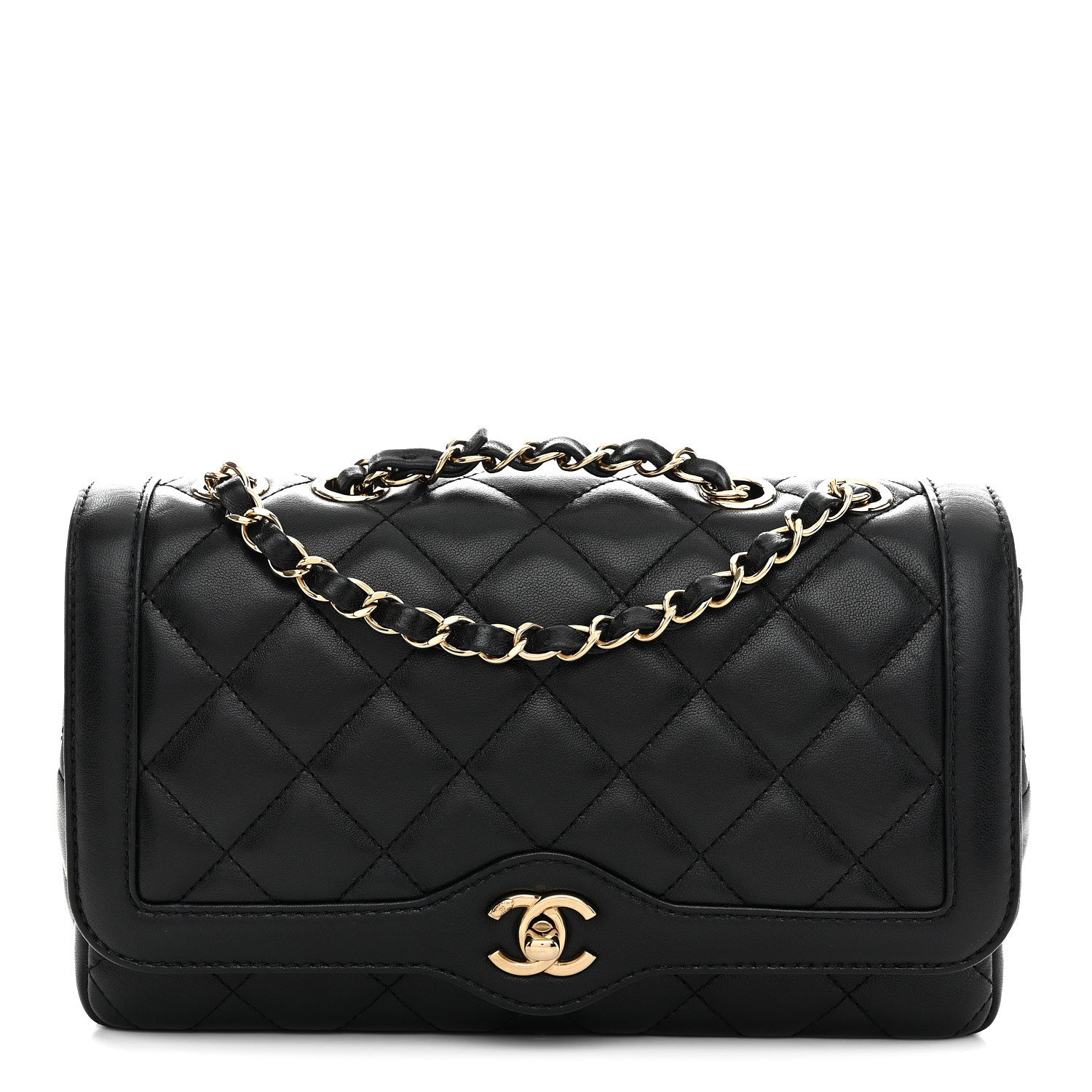 Lambskin Quilted Small Flap Bag Black