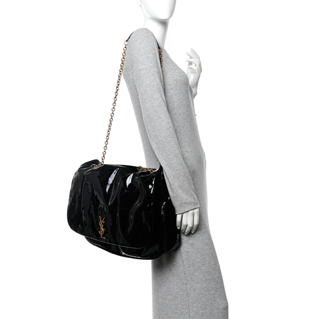 Patent Matelasse Monogram Large Jamie 4.3 Black