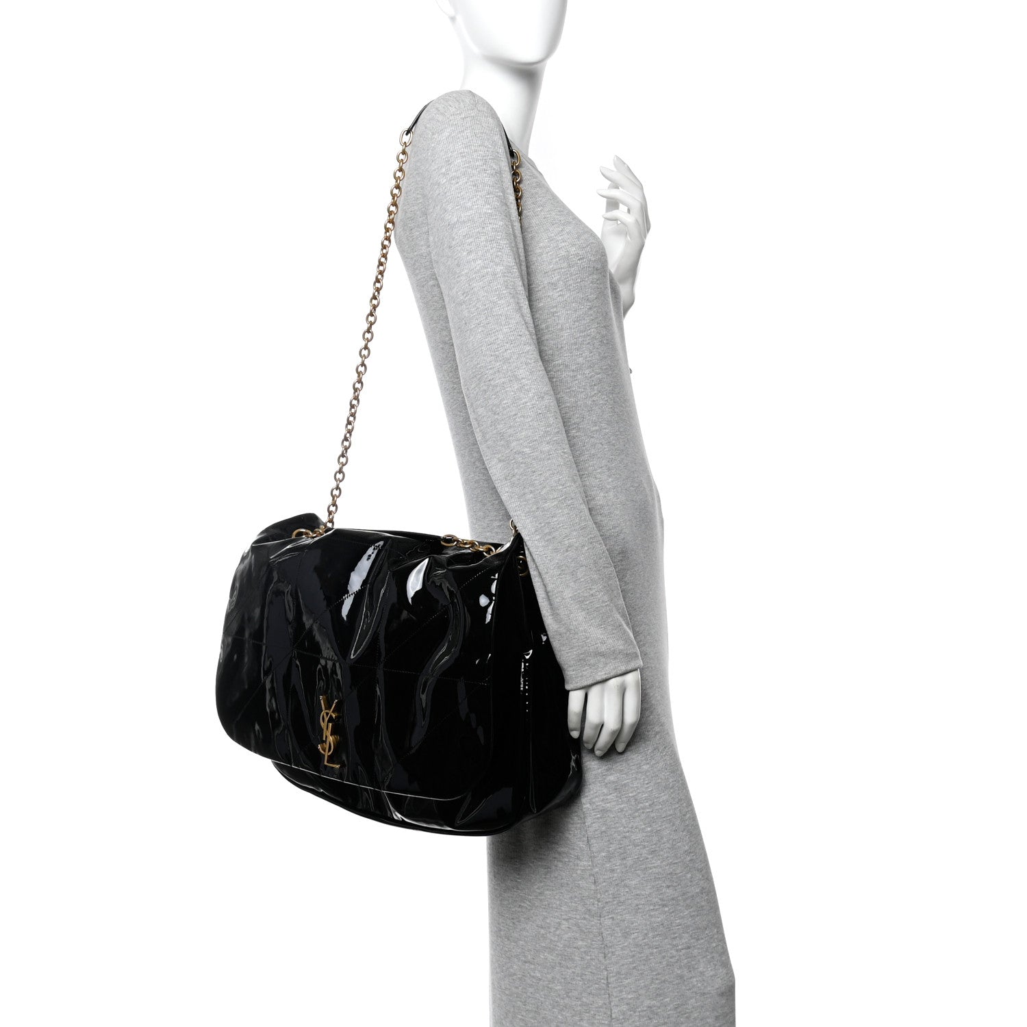 Patent Matelasse Monogram Large Jamie 4.3 Black