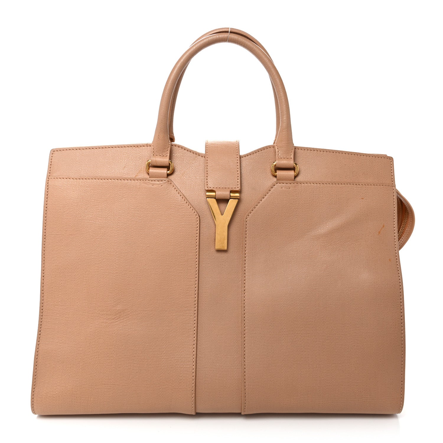 Textured Calfskin Large Cabas ChYc Beige