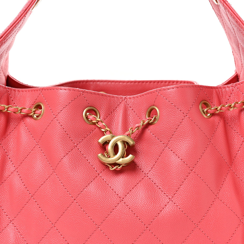 Caviar Quilted Small Chanel 25 Handbag Coral