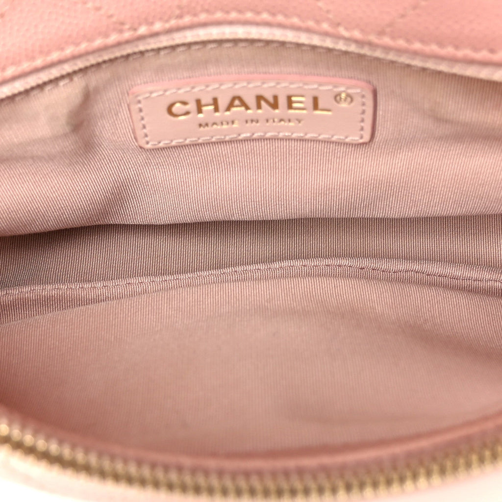 Lambskin Caviar Lovely Chains Flap Shoulder Bag Pink
