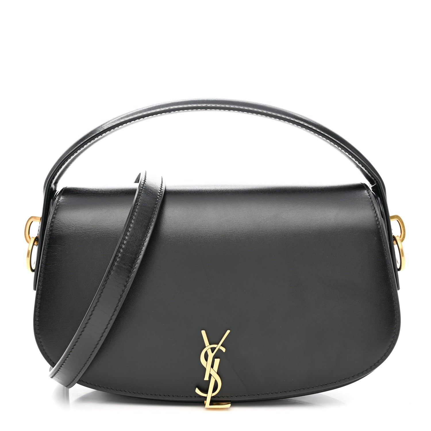 Box Calfskin Voltaire Top Handle Crossbody Bag Black