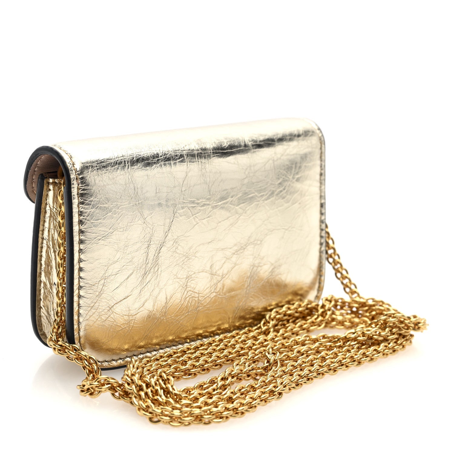 Metallic Calfskin Vlogo Micro Loco Shoulder Bag Platino