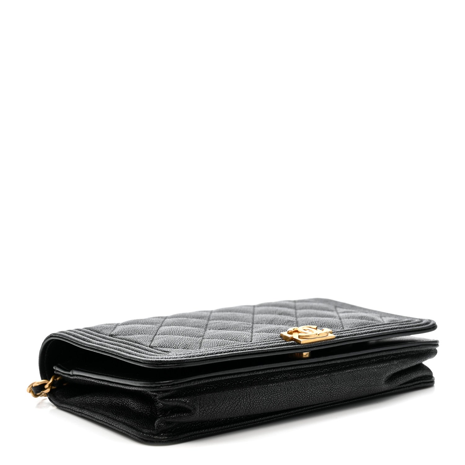 Caviar Quilted Boy Wallet On Chain WOC Black