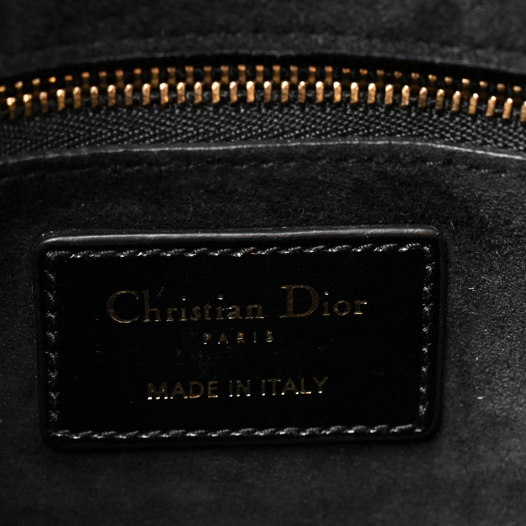 Crinkled Patent Cannage Small Lucky Badges My Lady Dior Black
