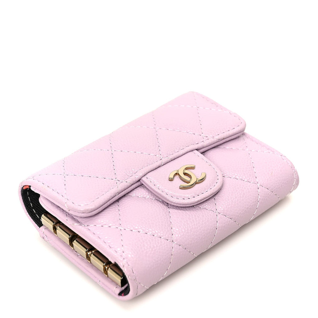 Caviar Quilted Classic 4 Key Holder Wallet Light Pink