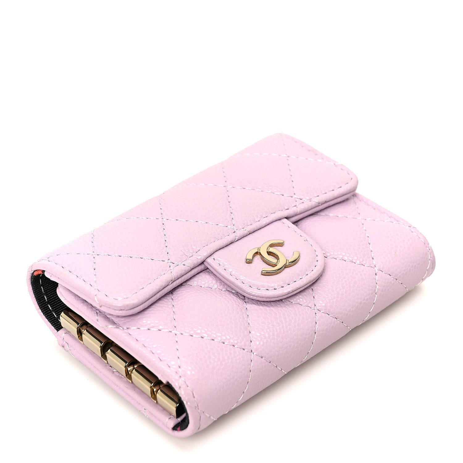 Caviar Quilted Classic 4 Key Holder Wallet Light Pink
