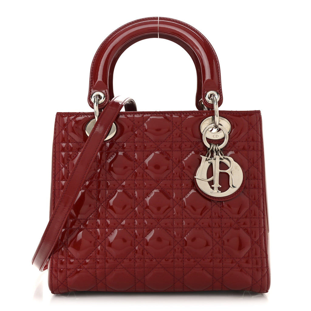 Patent Cannage Medium Lady Dior Red
