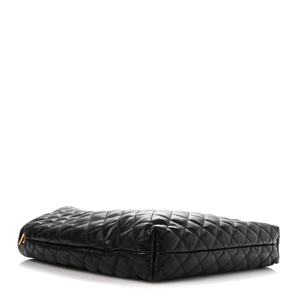 Lambskin Quilted Maxi Icare Shopping Tote Black