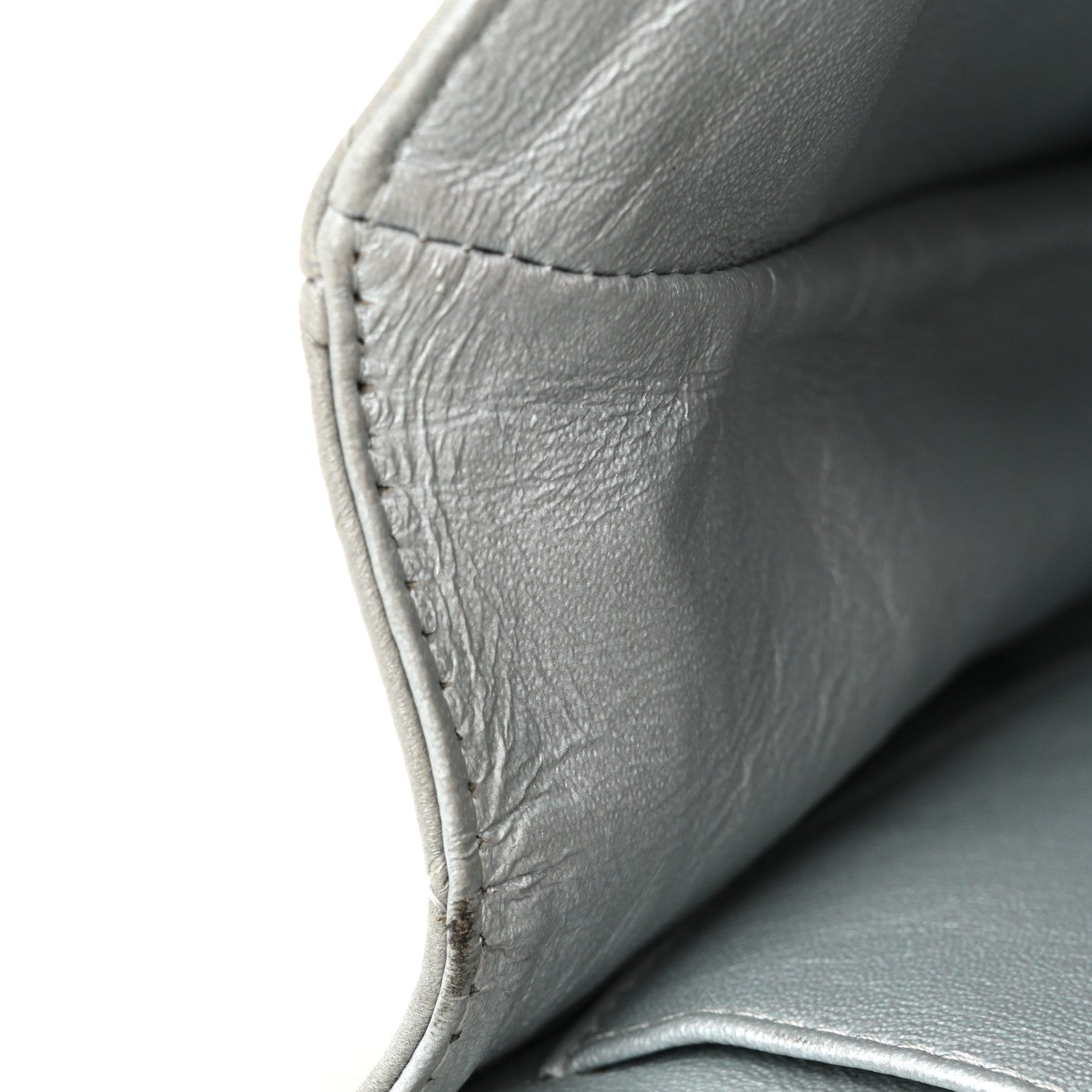 Metallic Lambskin Quilted Clutch With Chain Flap Silver