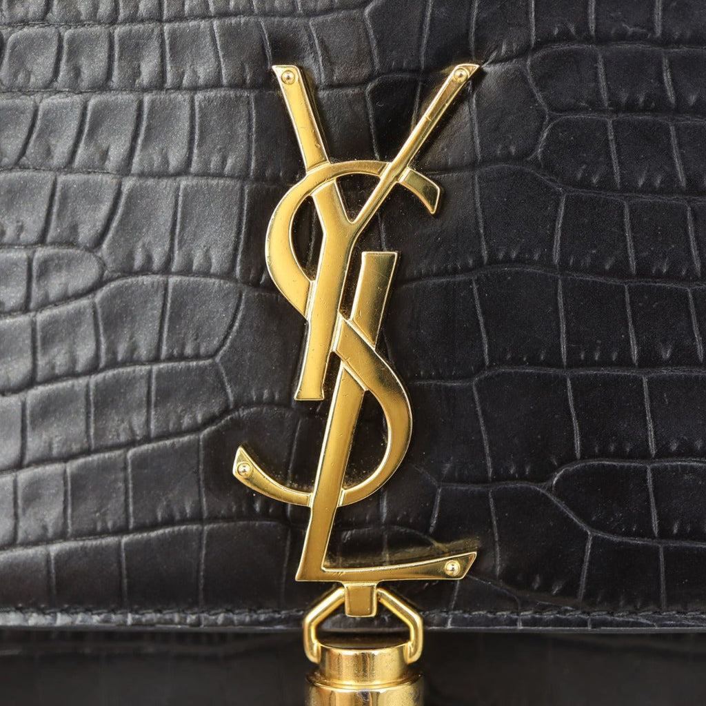 Saint Laurent Kate Tassel Chain Bag Medium Croc-Embossed