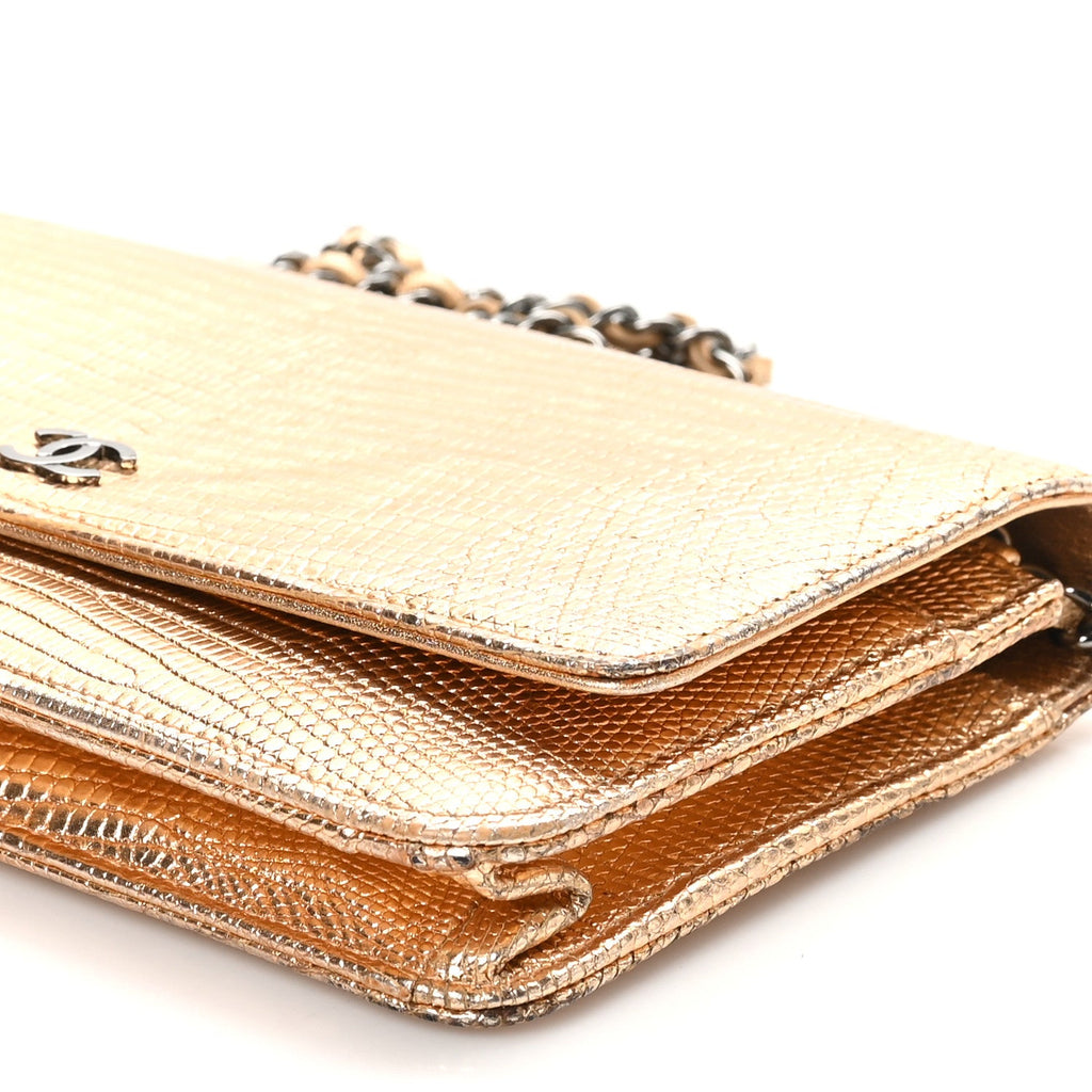 Metallic Lizard Wallet on Chain WOC Gold