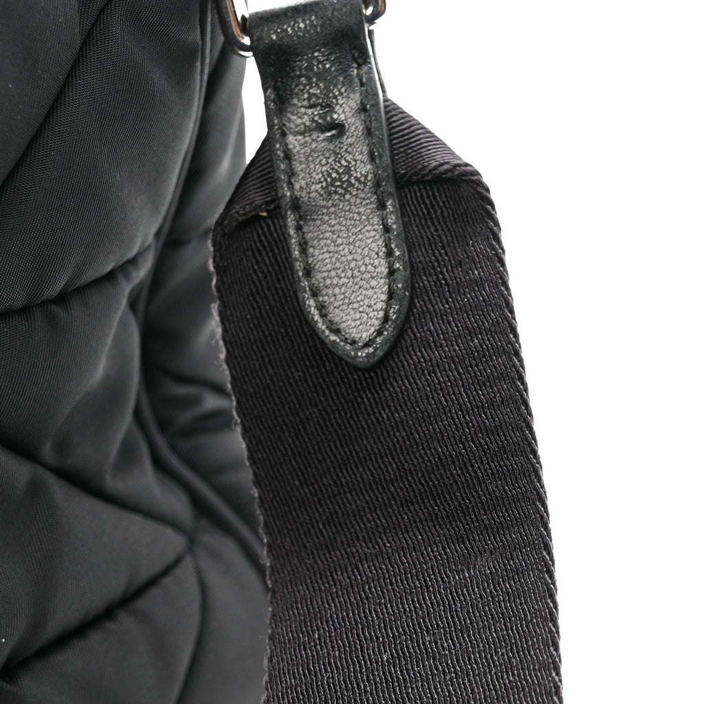 Re-Nylon Quilted Padded Flap Shoulder Bag Black