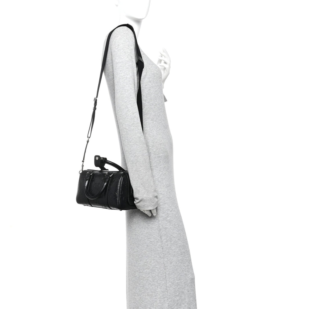 Calfskin GG Tennis Embossed Mini Duffle Bag Black