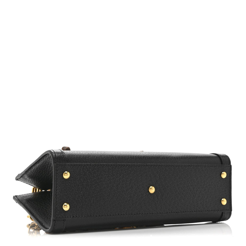 Textured Dollar Calfskin Web Small Diana Shoulder Bag  Black