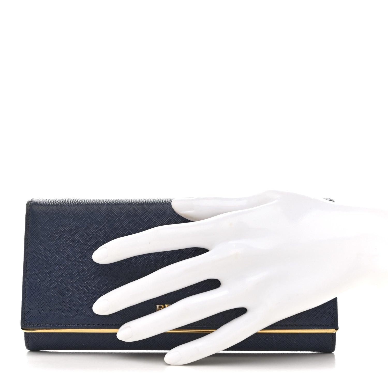 Saffiano Metal Bar Continental Flap Wallet Bluette
