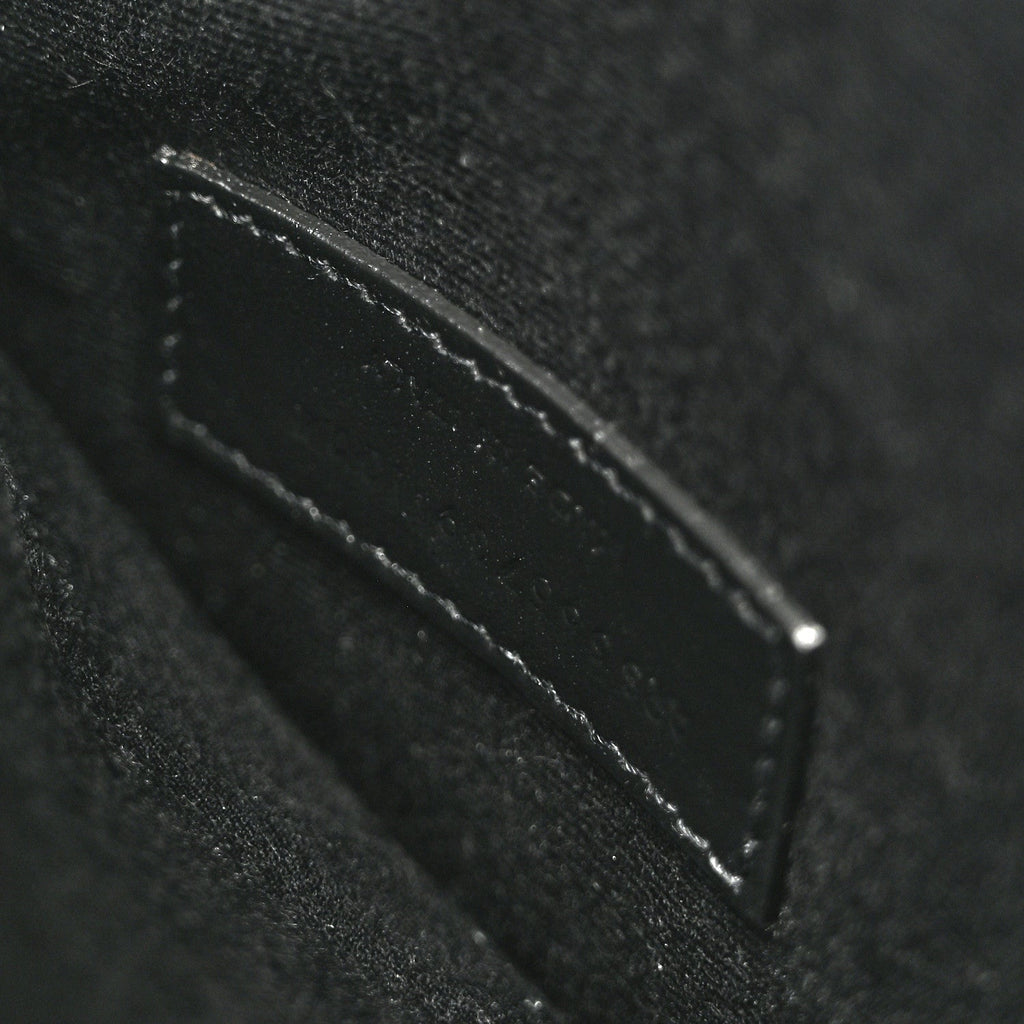 Calfskin Crocodile Embossed Uptown Monogram Pouch Black