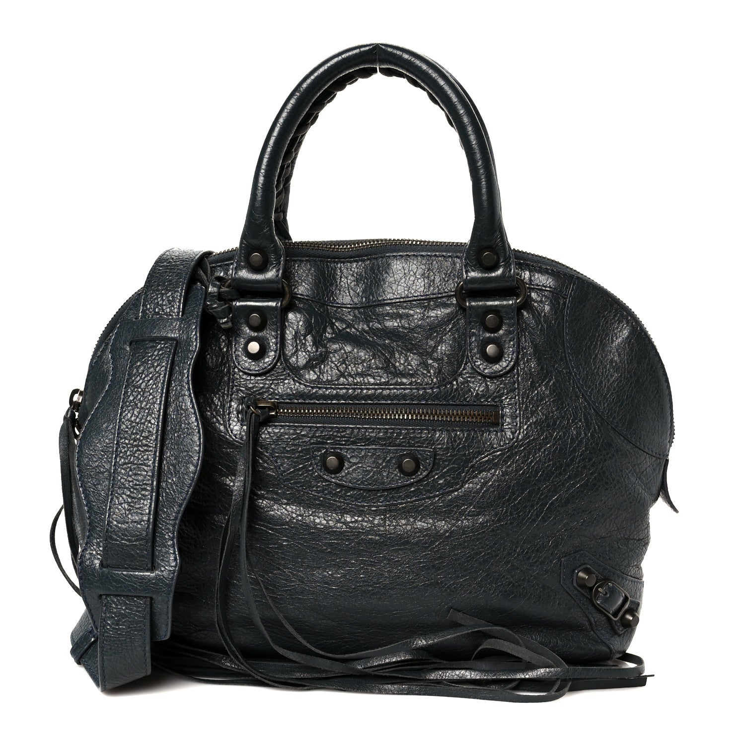 Agneau Classic Hardware Bowling Bag Anthracite