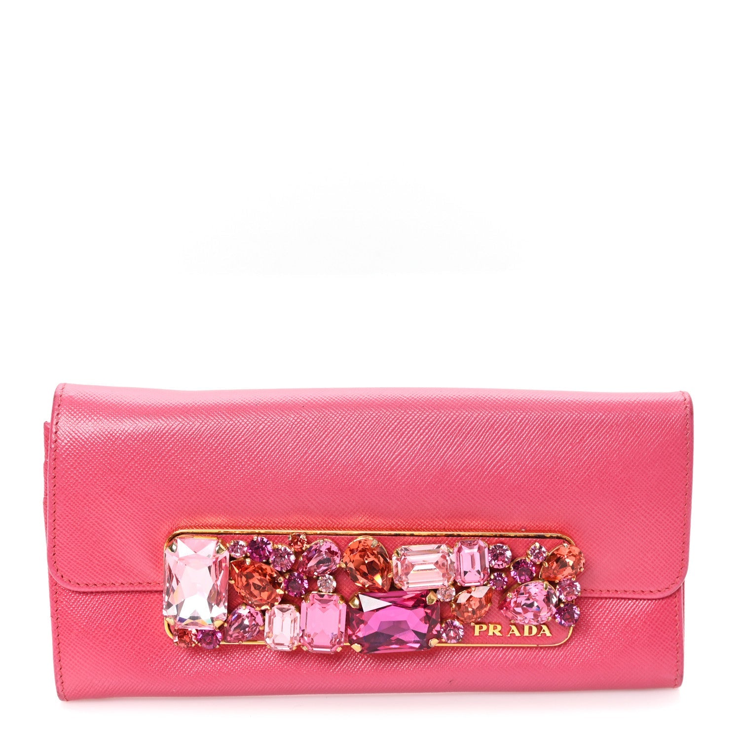 Saffiano Crystal Continental Flap Wallet Peonia