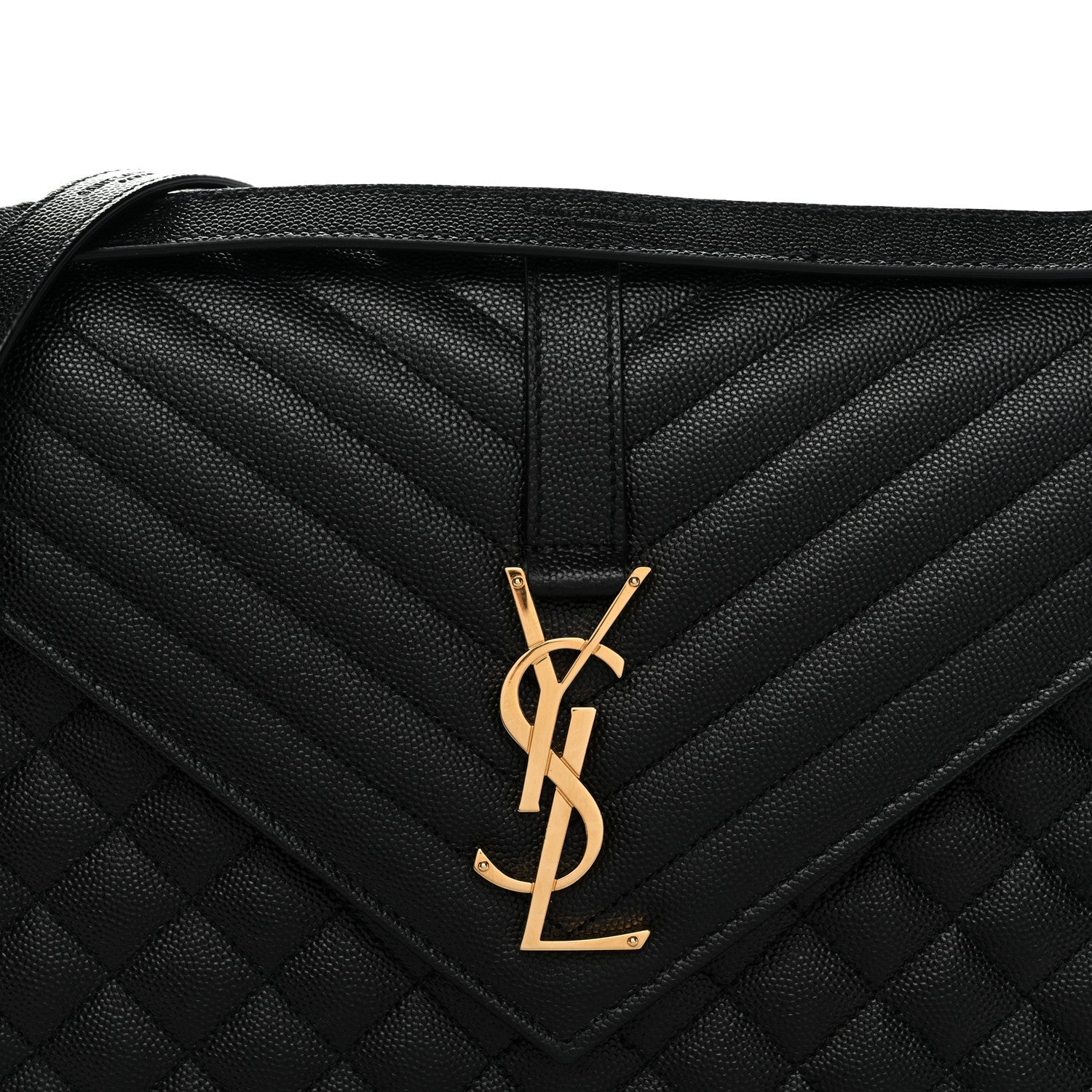 Grain De Poudre Textured Mixed Matelasse Large Triquilt Monogram Satchel Black