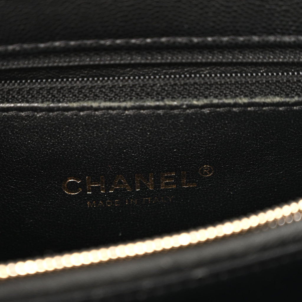Caviar Lizard Quilted Large Coco Handle Flap Black