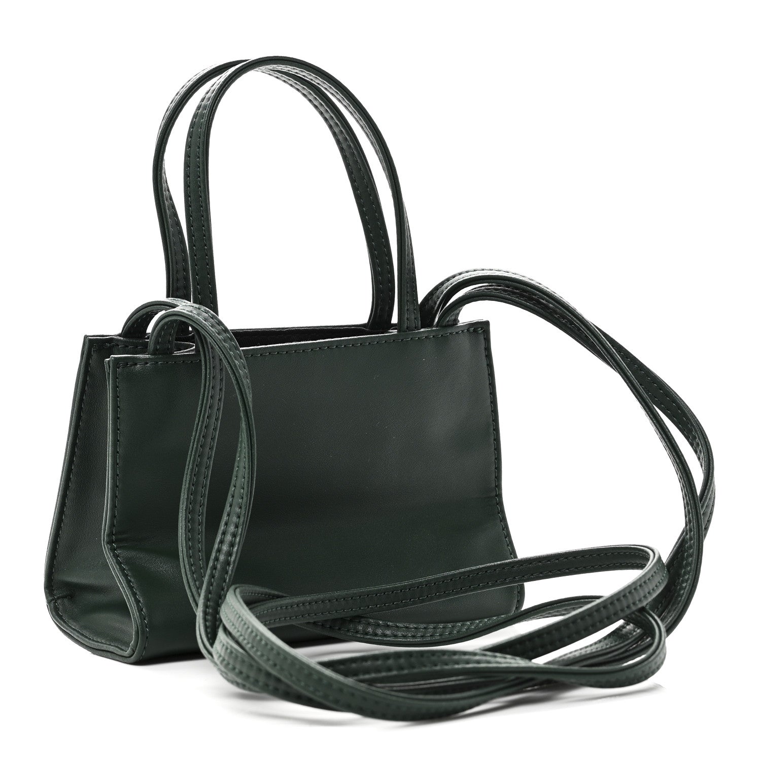 Vegan Leather Small Shopping Bag Dark Olive