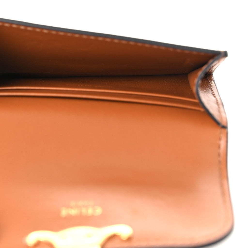 Triomphe Canvas Calfskin Flap  Holder Tan
