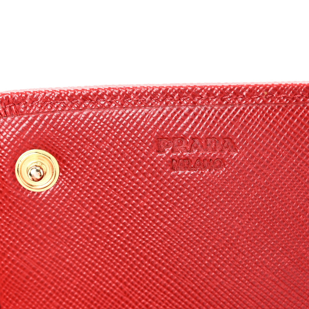 Saffiano Metal Continental Flap Wallet Fuoco
