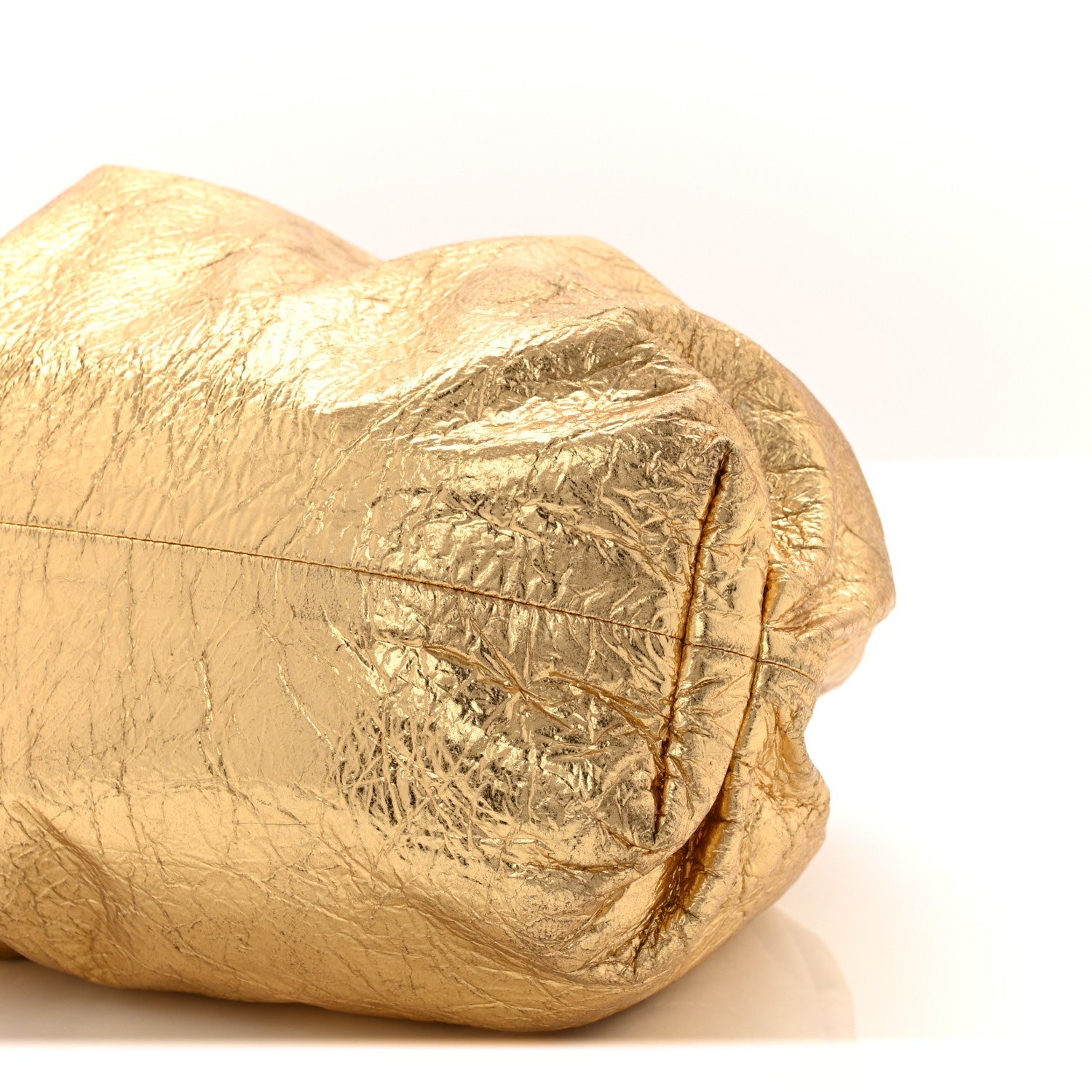 Metallic Crinkled Lambskin The Pouch Oversized Clutch Oro