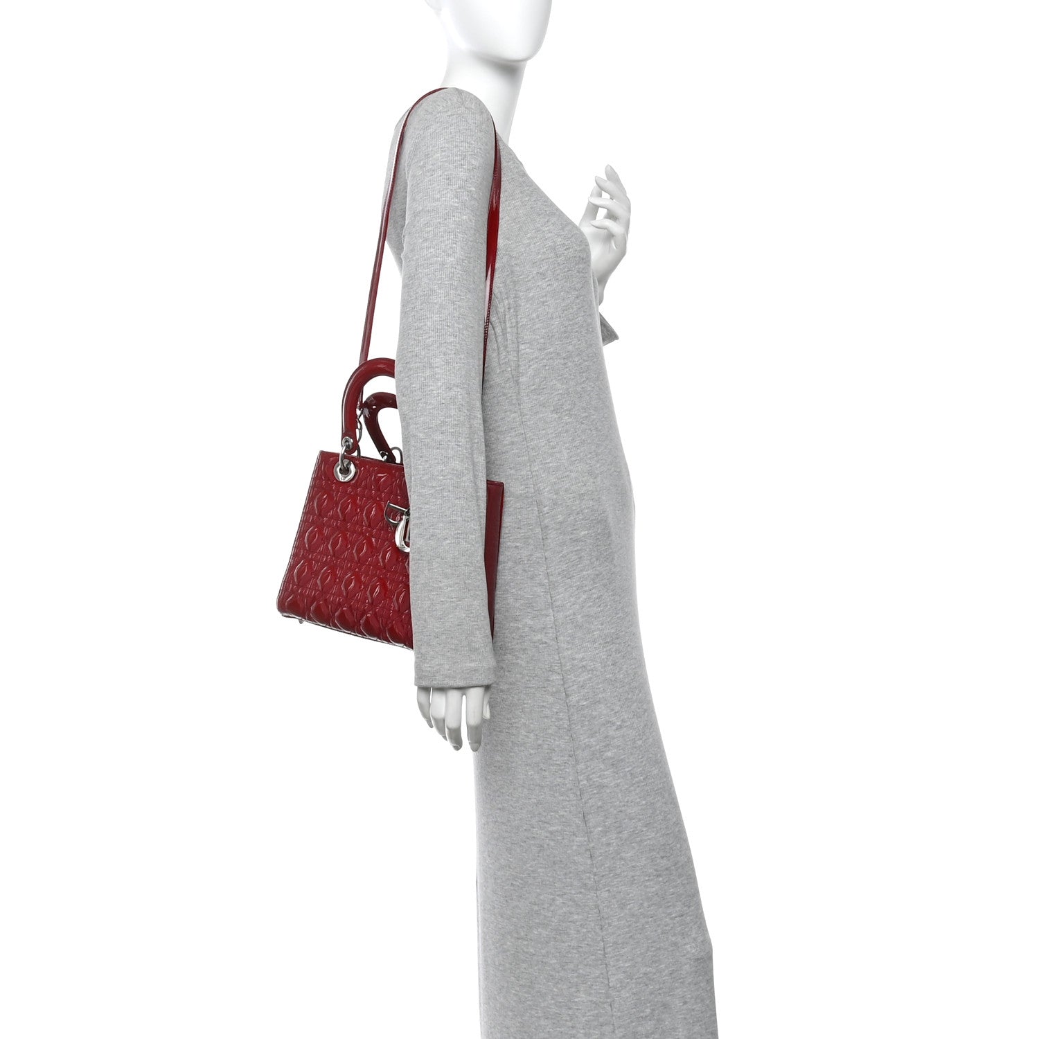 Patent Cannage Medium Lady Dior Red