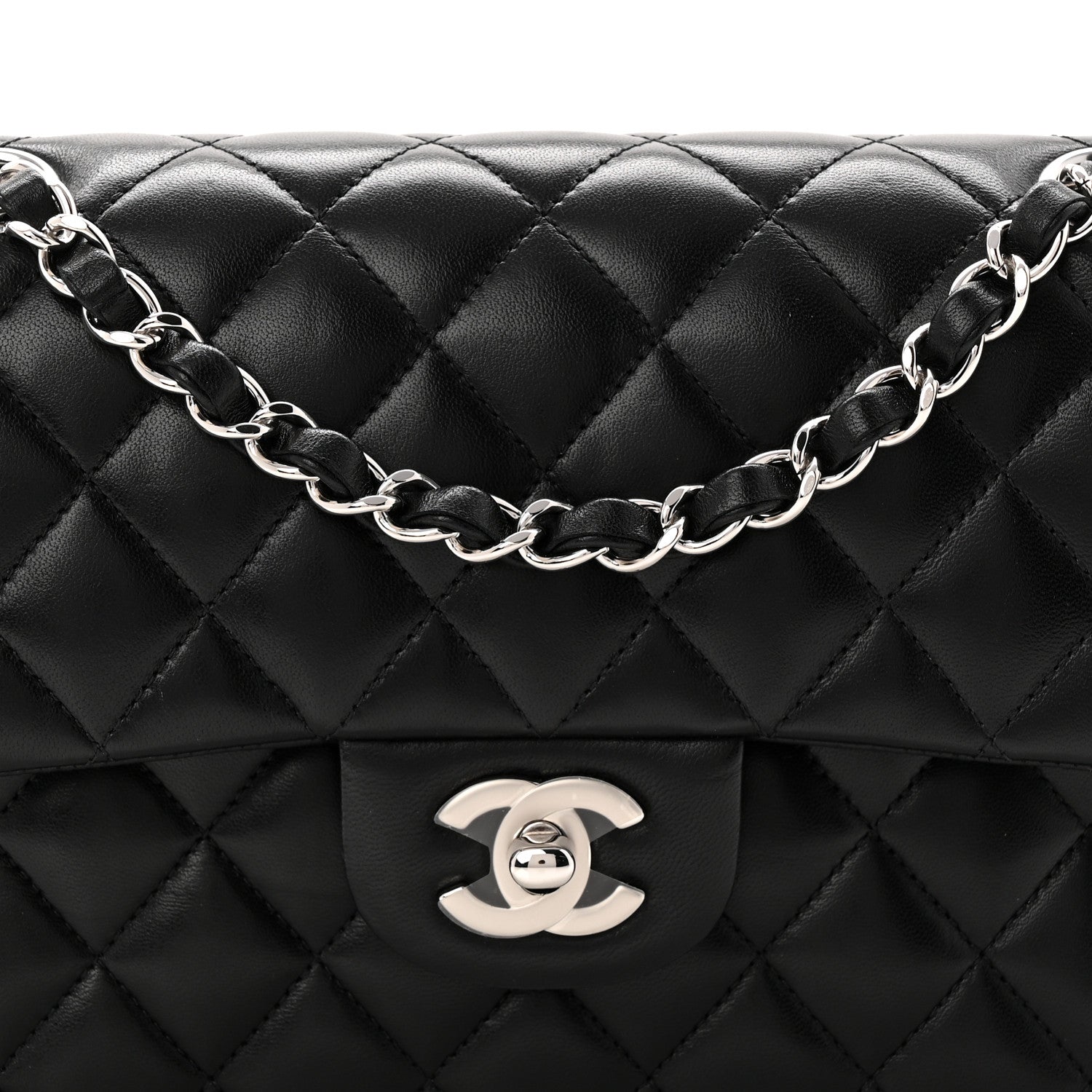 Lambskin Quilted Small Double Flap Black