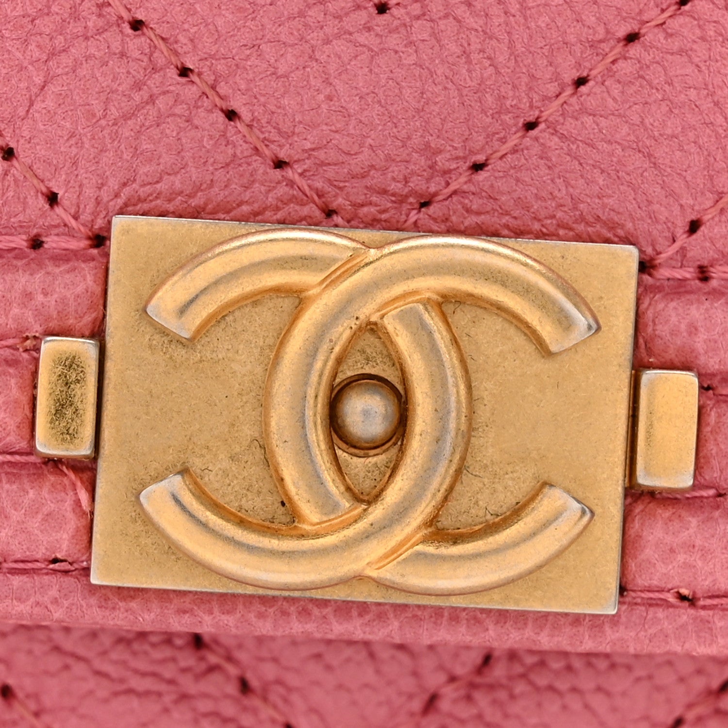 Caviar Chevron Quilted Boy Flap  Holder Wallet Pink