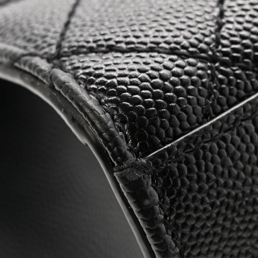 Grain De Poudre Textured Mixed Matelasse Triquilt Medium Monogram Monochrome Satchel Black