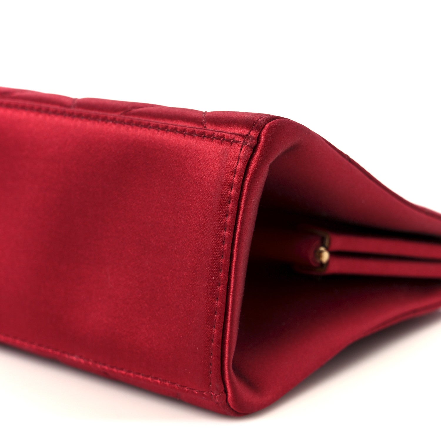 Satin Quilted CC Kisslock Clutch Red