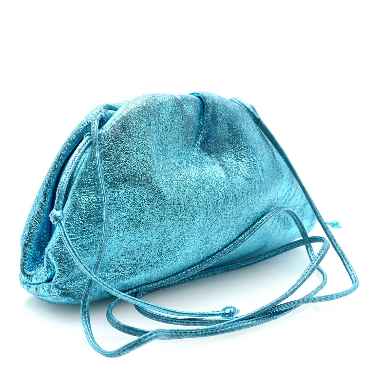 Metallic Crushed Calfskin The Mini Pouch Sky Blue