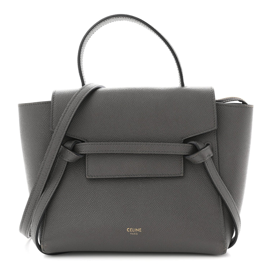 Grained Calfskin Nano Belt Bag Grey