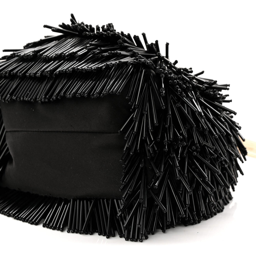 Satin Beaded Mini Bon Bon Bag Black