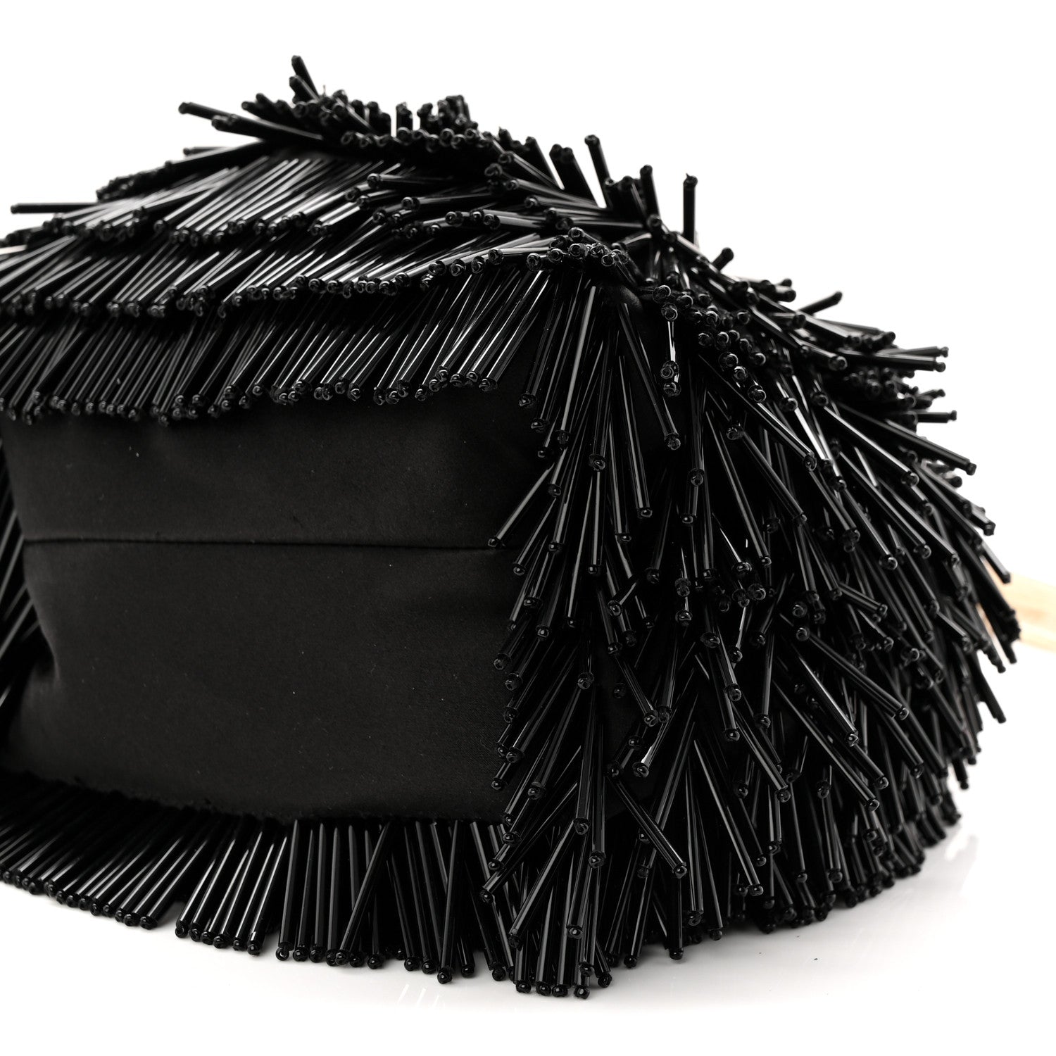 Satin Beaded Mini Bon Bon Bag Black