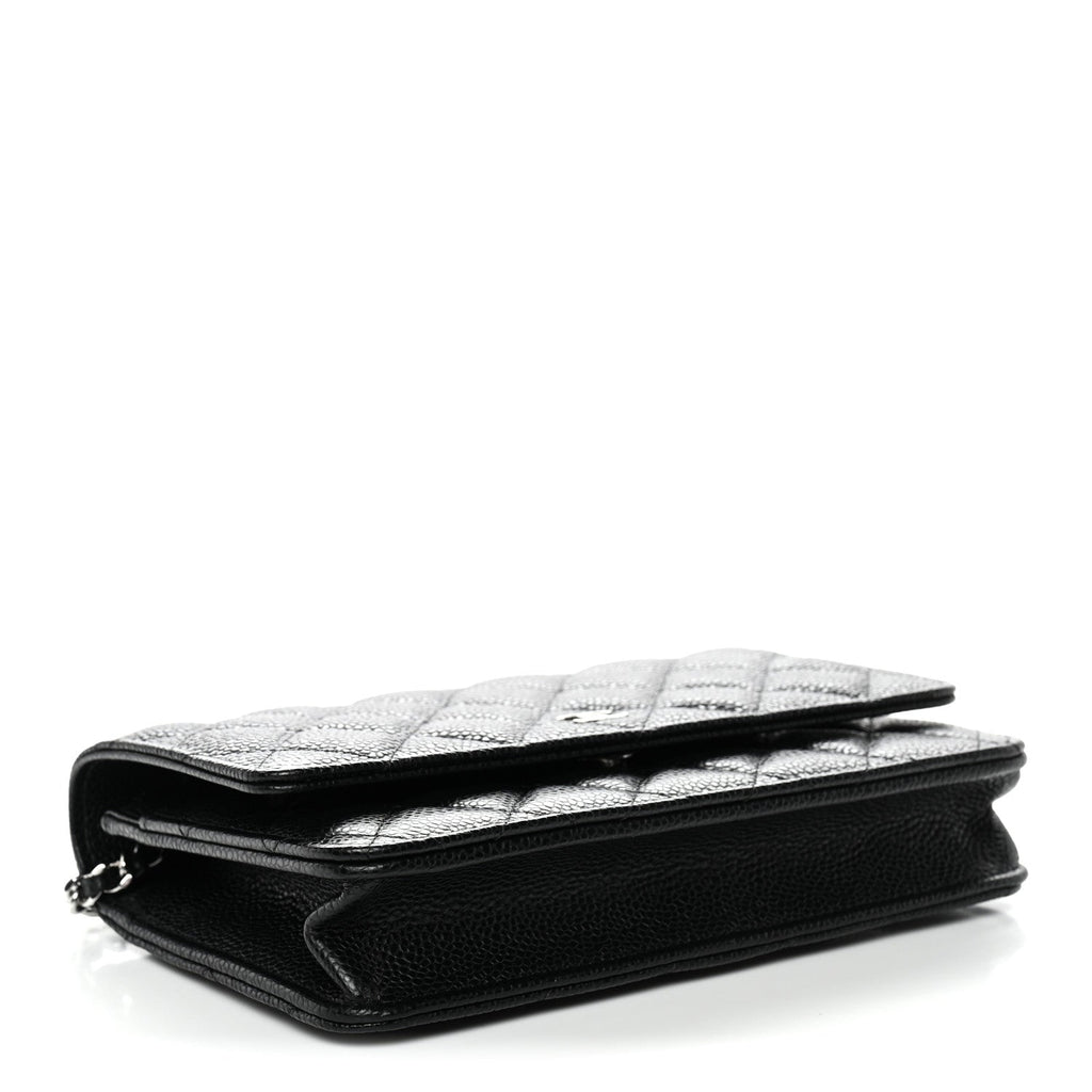Caviar Quilted Wallet on Chain WOC Black