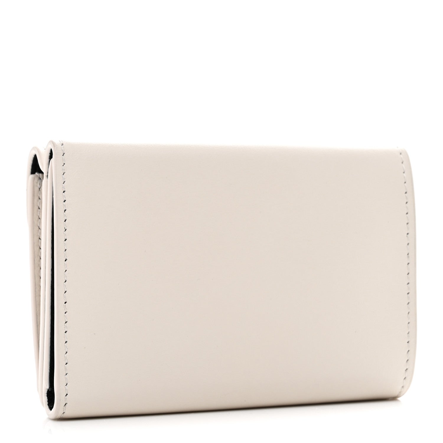Smooth Calfskin Logo Envelope Compact Wallet White