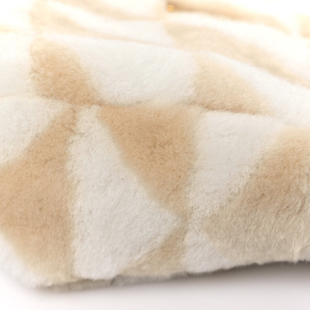 Shearling Symbole Mini Triangle Bag Ecru White